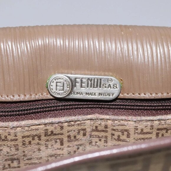 FENDI Zucchino Canvas Shoulder Bag Beige Auth 104456 - Picture 10 of 16